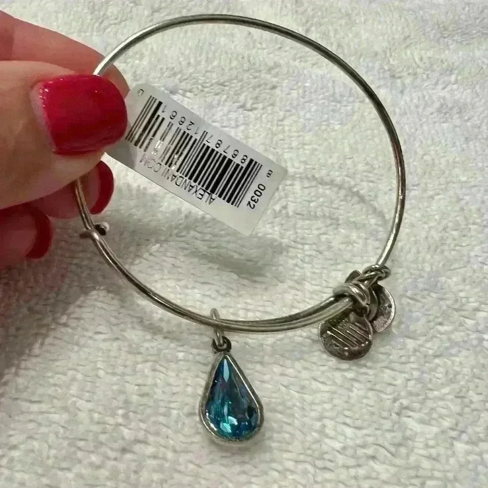 Alex and Ani Swarovski Crystal Emerald Teardrop Bangle Bracelet Birth Month May